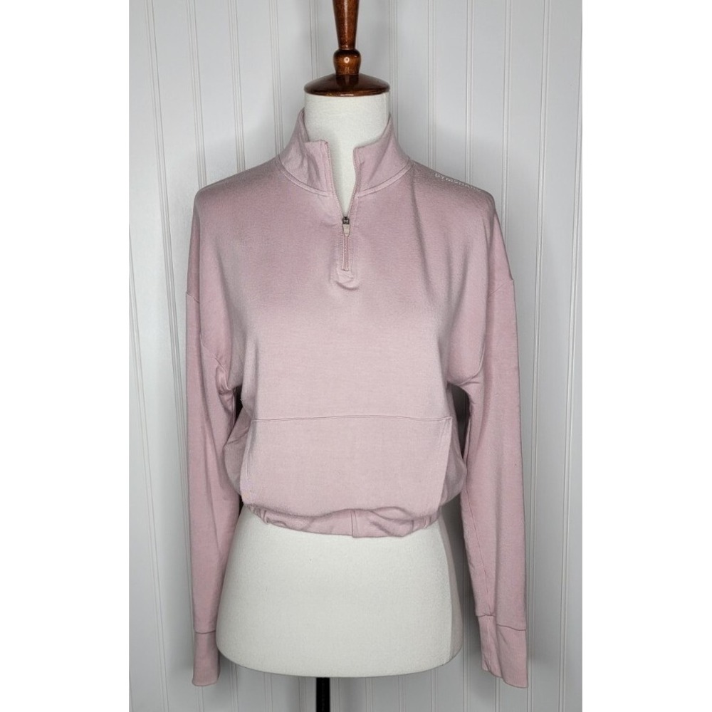 Gymshark Quarter Zip Cropped Pullover Sweatshirt Women's Size Small Pale Pink